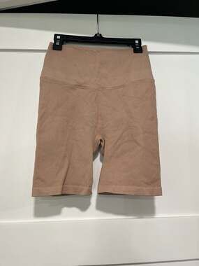 Spiritual Gangster Women's Ribbed Seamless Biker Shorts in Nude XS/S